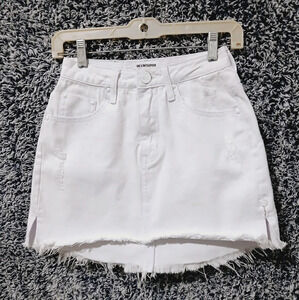 One X One Teaspoon Junkyard Extreme Distressed White Denim Jean Skirt Size 24